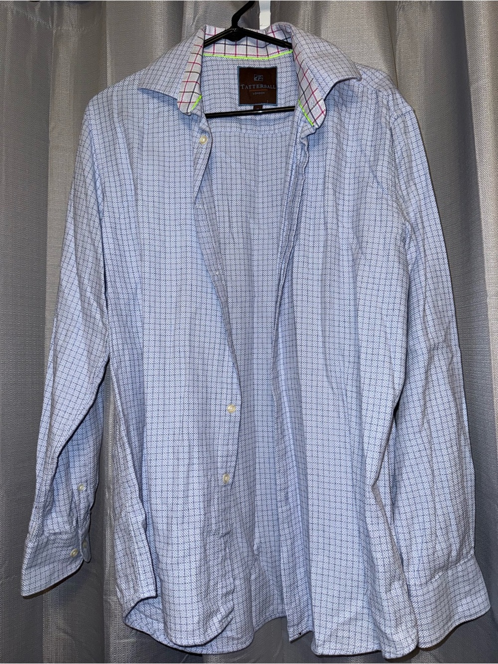 Tattersall Light Blue Windowpane Men's Dress Shirt